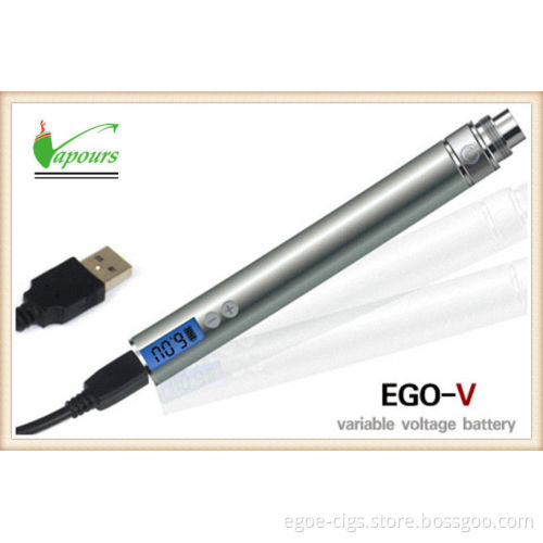 900mah Silver Variable Voltage Ecig Ego V With Led Screen